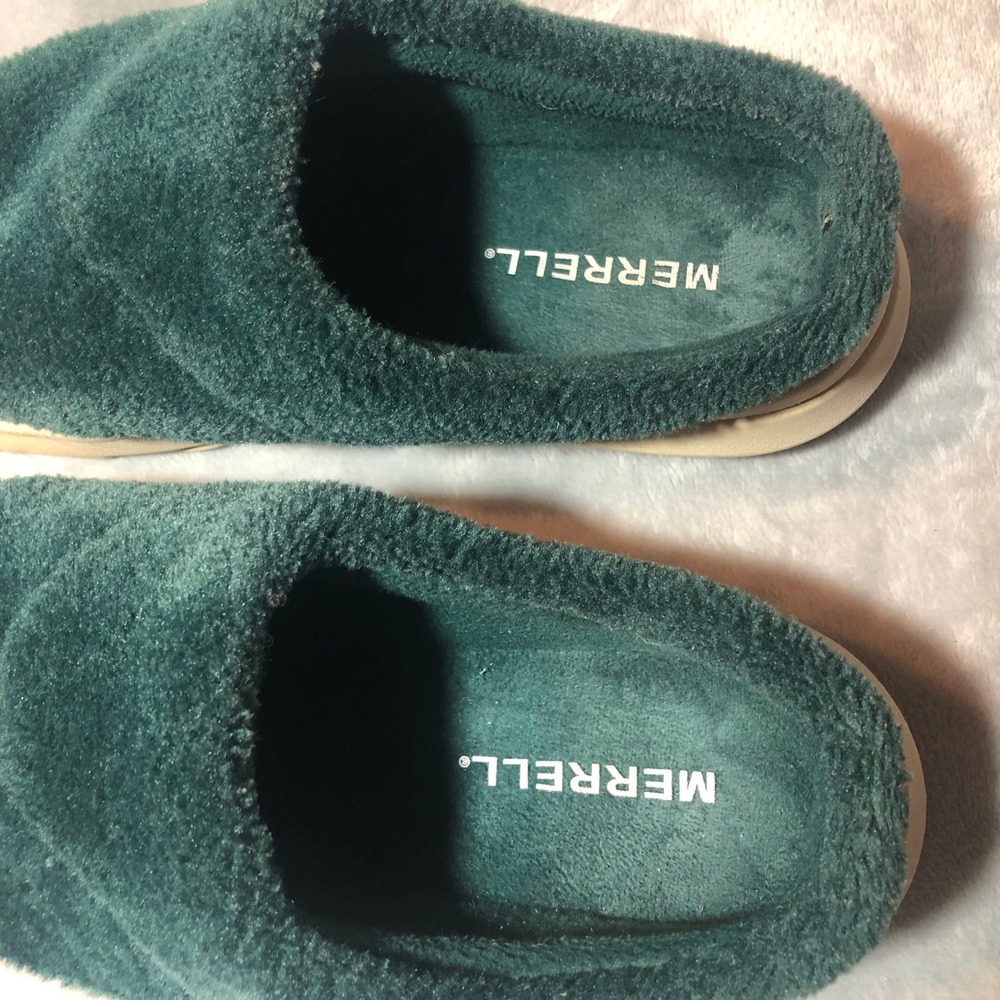 Merrell Hut Moc 2 Cozy Slides Womens 8 Hunter Green Fleece Slip On Mules Shoes - Picture 6 of 16